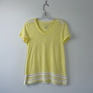 Women's Petite Yellow Striped Cotton-Modal Tee by Talbots - MP